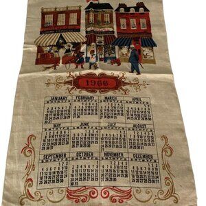 Vintage 1966 Calendar Towel Patriot Linen Souvenir Pre Owned America Small Town